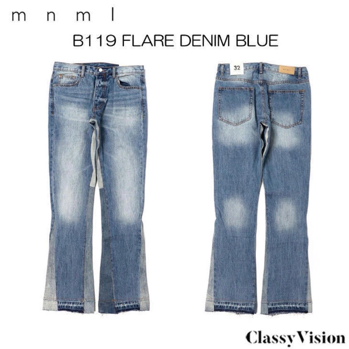 mnml デニムフレアパンツ ブルー 32 B133 FLARE DENIM フレアパンツ 