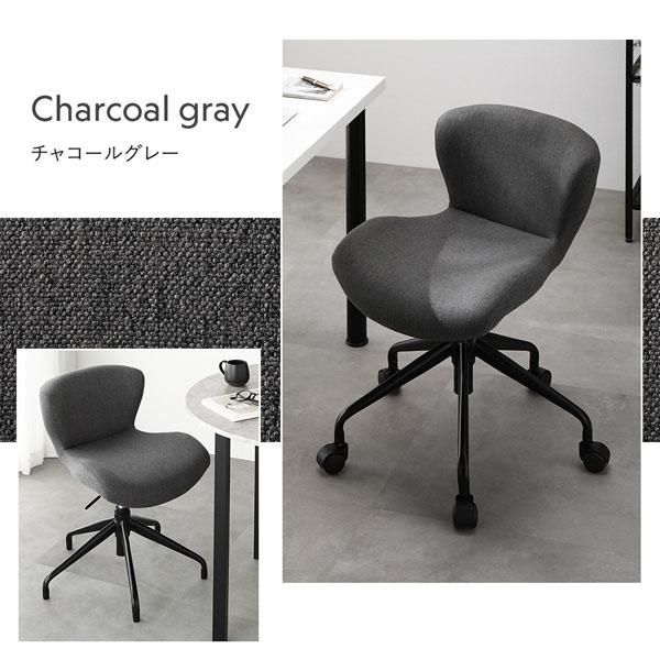  デスクチェア プレーン生地 グレー ブラック脚 昇降式 キャスター付き ローバック コンパクト オフィスチェア 書斎用椅子 オフィスチェア ワークチェア 椅子 チェア