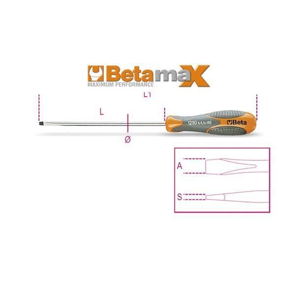 Beta ベータ マイナスドライバー 刃先8mm 軸長150mm 1290 8X150 ドライバー 工具 ツール DIY 作業工具