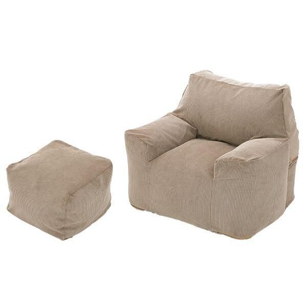 1人掛け ビーズソファ オットマンセット BE ベージュ