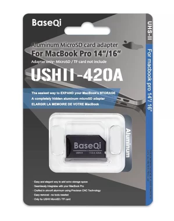 【安心・日本企業保証】BaseQi UHSⅡ-420A 高精度 アルミニウム製 MicroSD カード アダプター (Macbook Pro ...