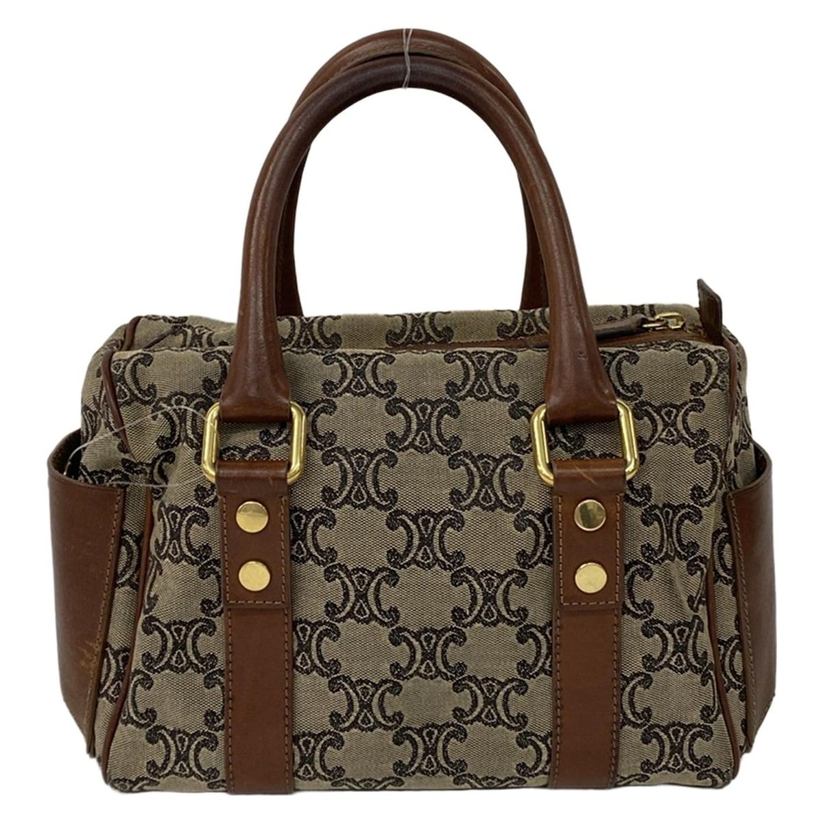 CELINE(セリーヌ) ハンドバッグ マカダム柄 ダークブラウン×アイボリー