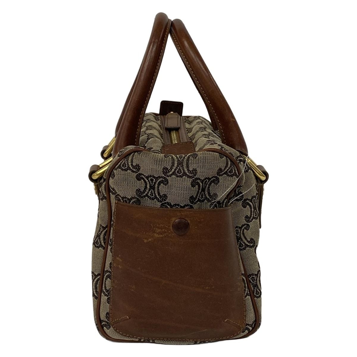 CELINE(セリーヌ) ハンドバッグ マカダム柄 ダークブラウン×アイボリー