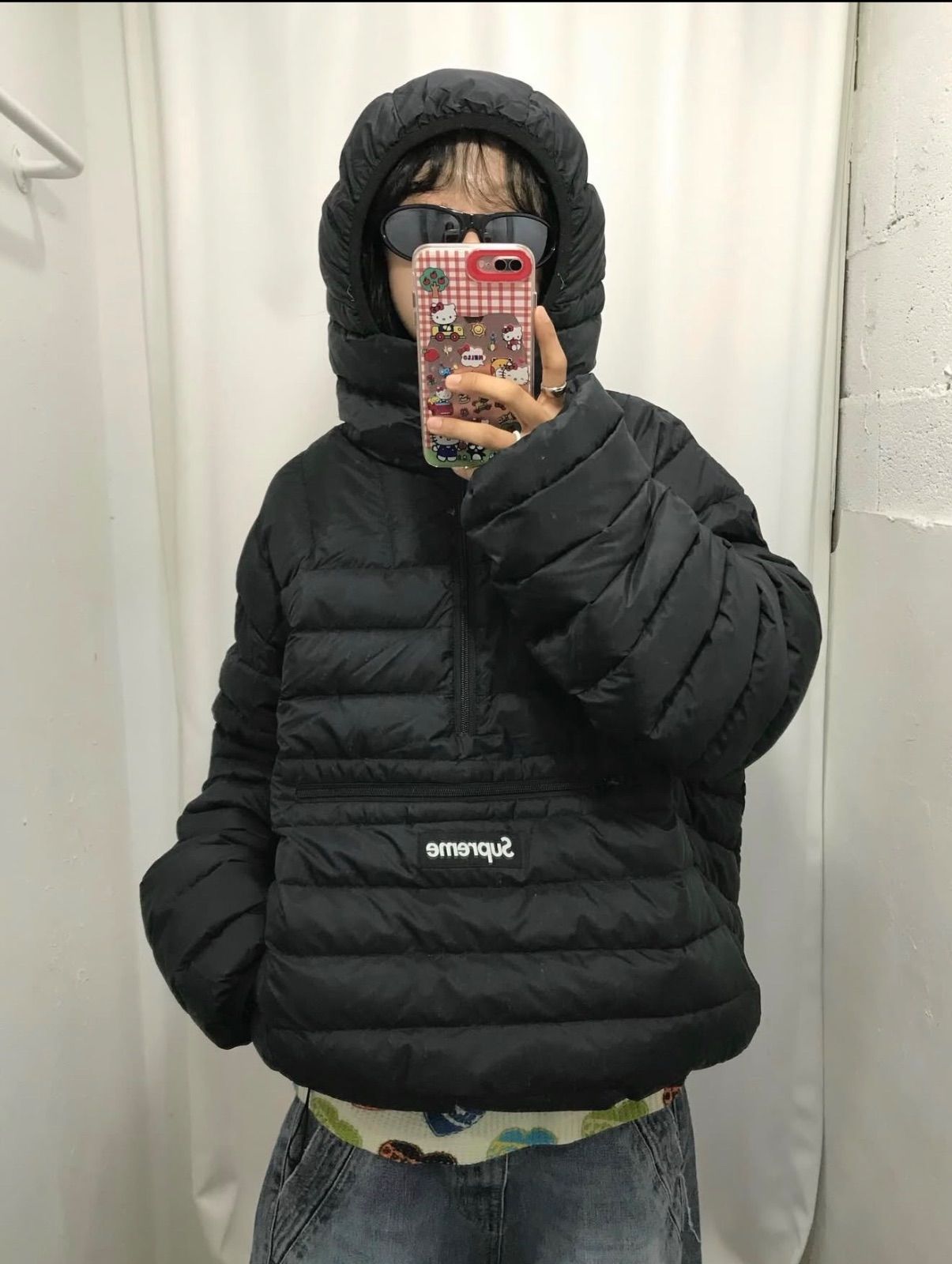 ◼︎ Supreme◼︎ Micro Down Half Zip Hooded Pullover Black 25FW