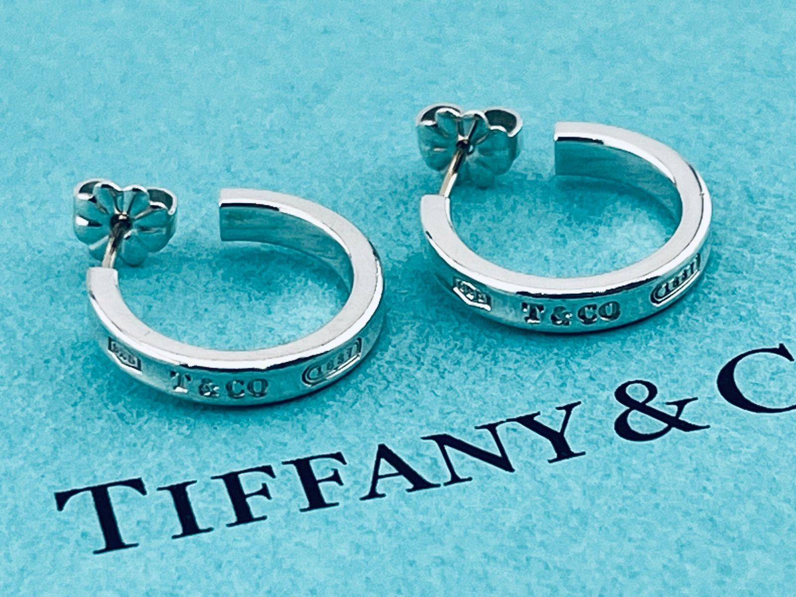 a218 美品 Tiffany&Co. ティファニー 1837 ナロー フープ ピアス Ag