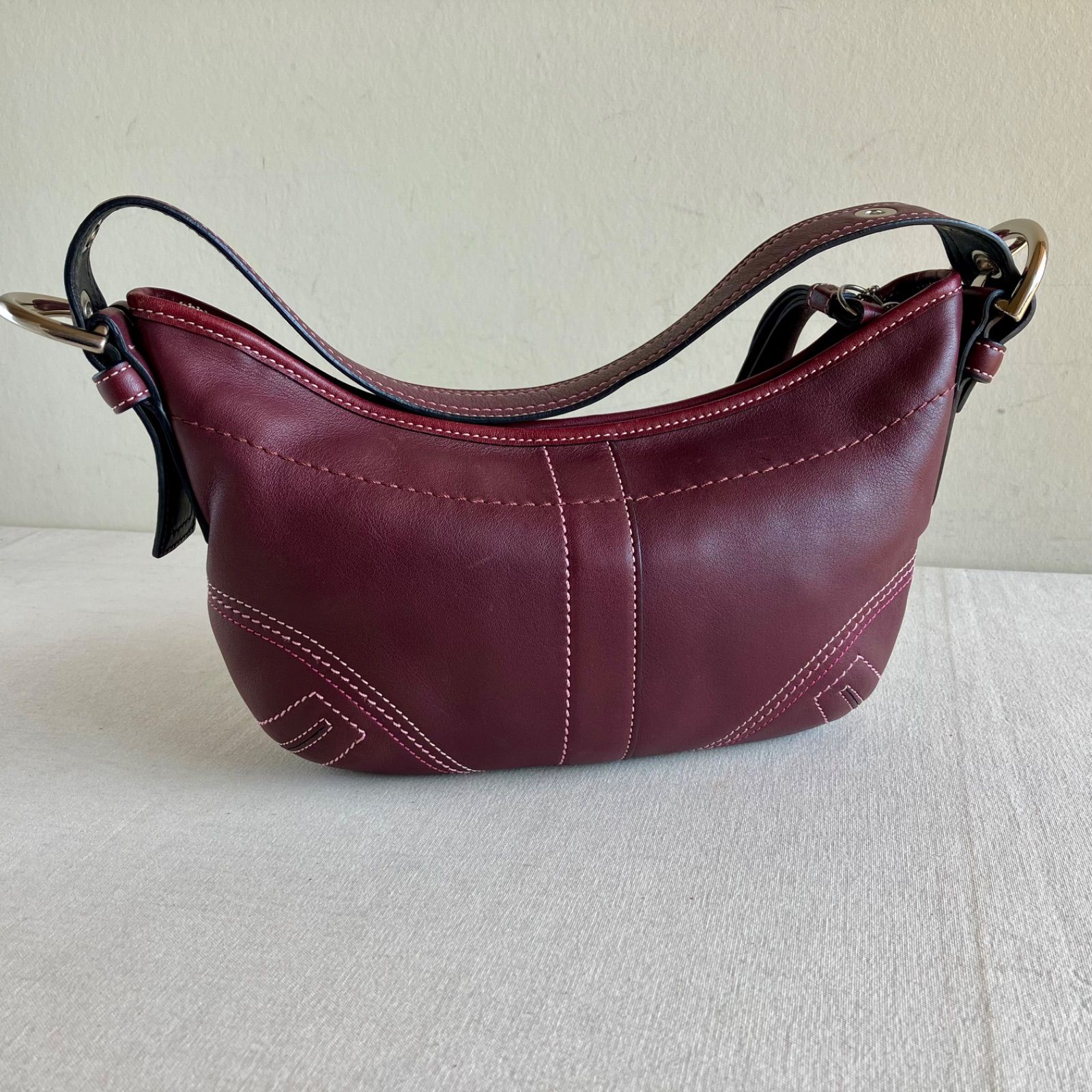 Vintage Coach Soho Small Hobo Burgandy Bordeaux Leather Shoulder 