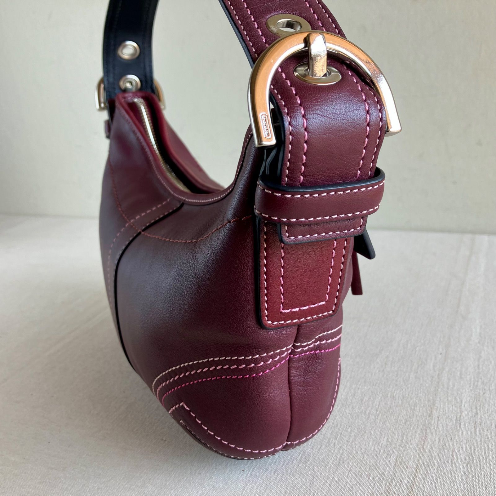 Vintage Coach Soho Small Hobo Burgandy Bordeaux Leather Shoulder 