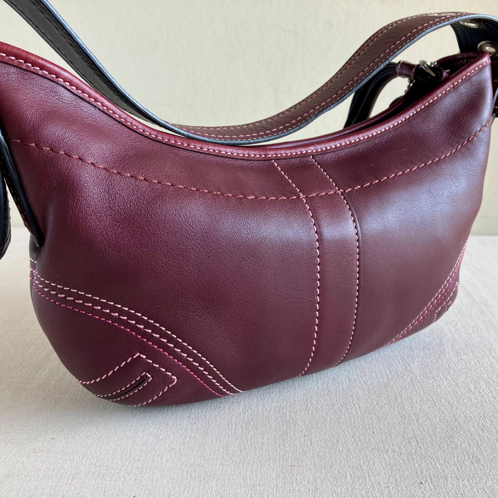 Vintage Coach Soho Small Hobo Burgandy Bordeaux Leather Shoulder 