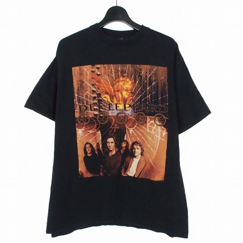 デフレパード DEF LEPPARD 90s USA製 バンドTシャツ カットソー 半袖 XL ブラック 黒