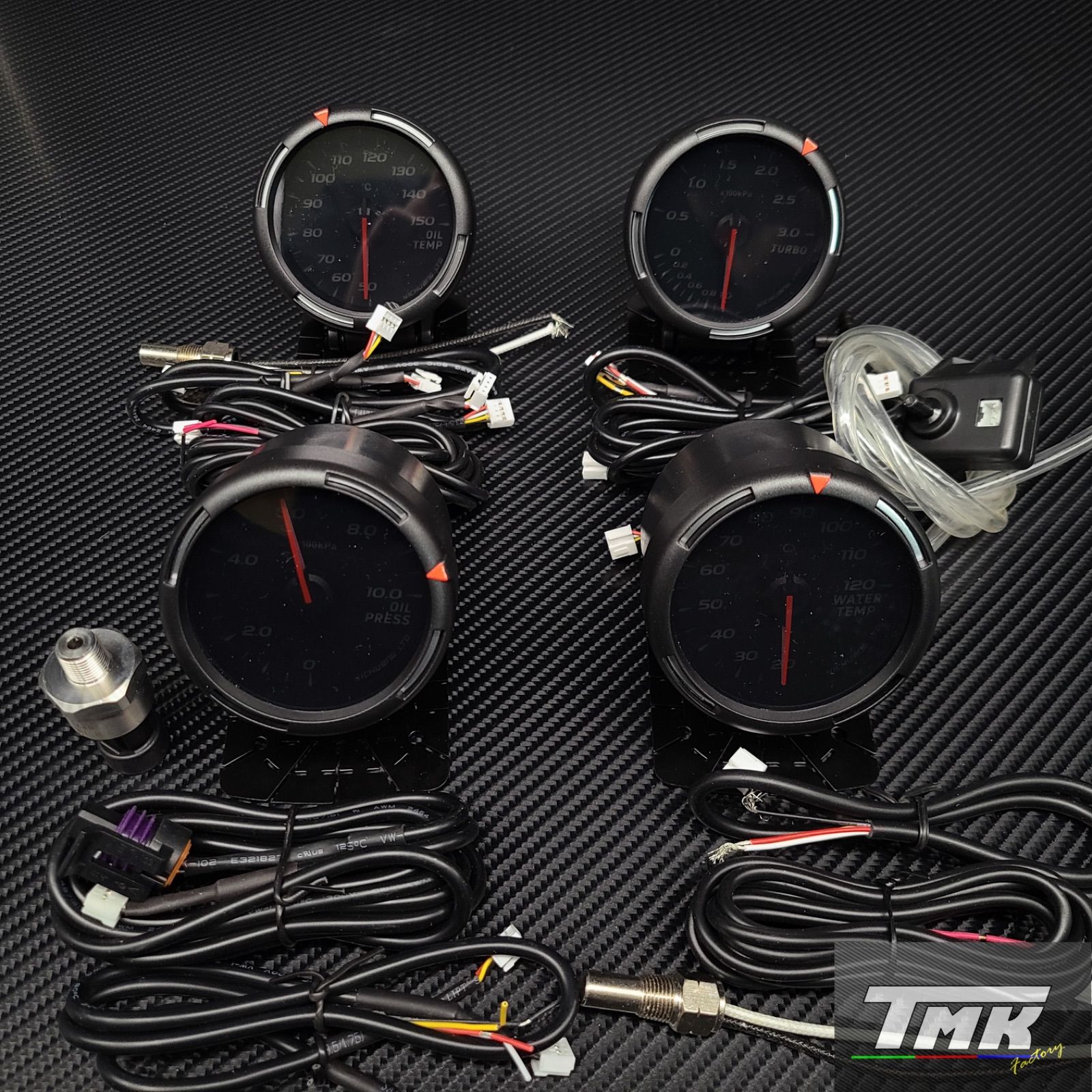 φ60 4連メーターセット ブースト計 水温計 油温計 油圧計 7色LED 60mm 