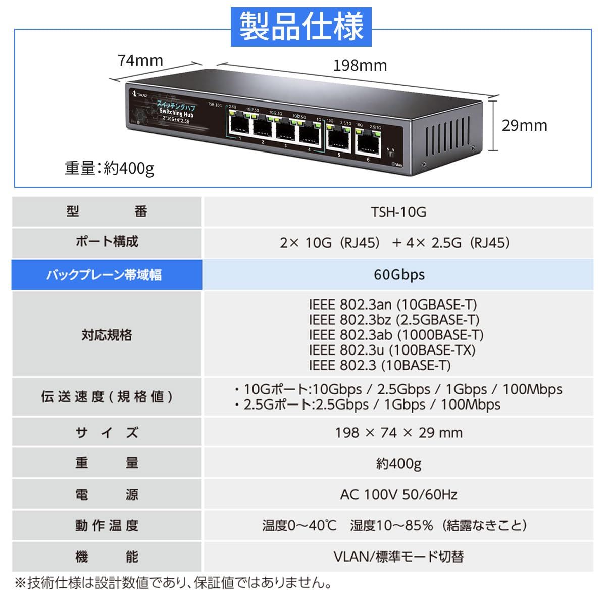 TOKAIZ（トカイズ） スイッチングハブ 2026年最新 10Gアップリンク 2