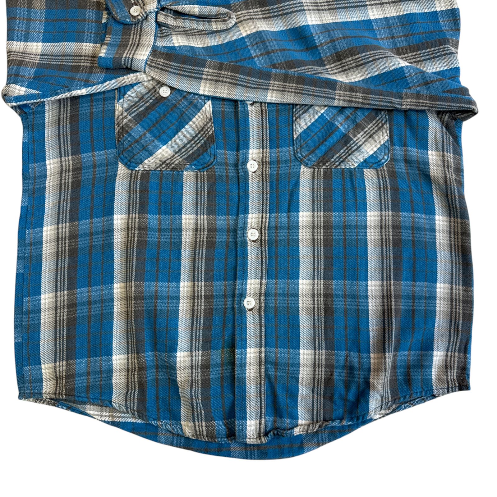 60s WINTER KING ヘビーネルシャツ ブルー グレー ホワイト シャドー