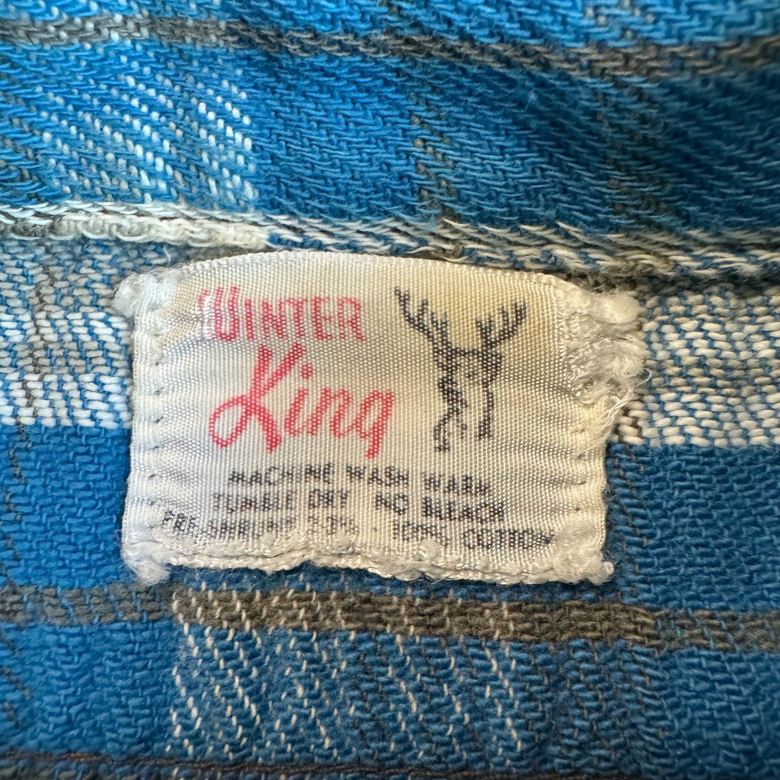 60s WINTER KING ヘビーネルシャツ ブルー グレー ホワイト シャドー