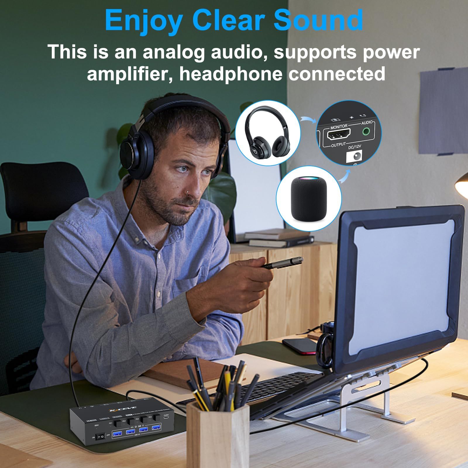 KCEVE HDMI 2.1 KVMスイッチ PC切替器 4入力1出力 EDID