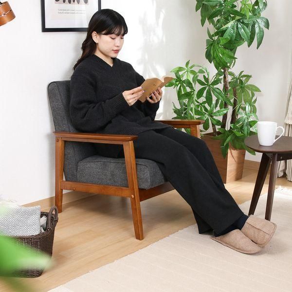  厚手ファブリックソファ 1P GY グレー 組立品 カウチソファ 2人掛け 3人掛けソファ ソファ ソファベッド