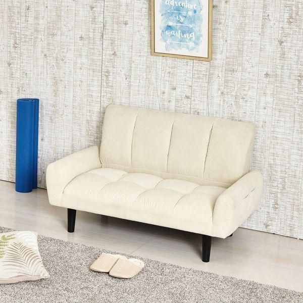  2P コーデュロイソファー ミルキーホワイト 完成品 ローソファベッド 2人掛け 3人掛けソファ ソファ ソファベッド