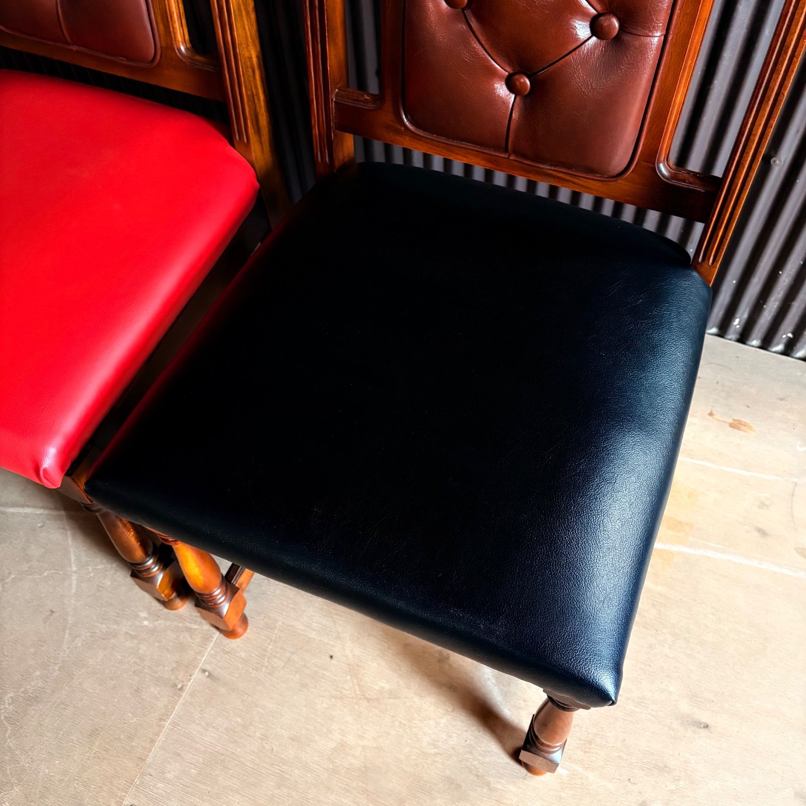 昭和レトロ オールドカリモク ダイニングチェア 2脚セット シート