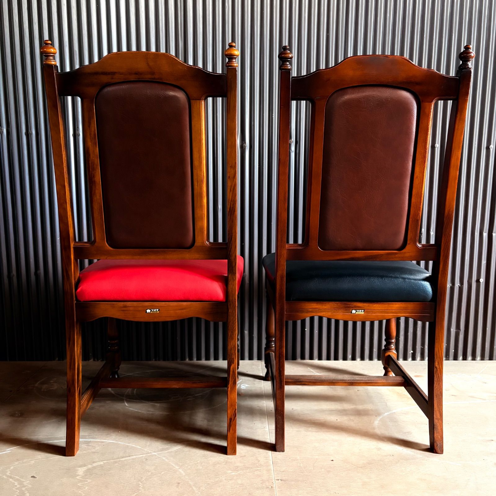 昭和レトロ オールドカリモク ダイニングチェア 2脚セット シート