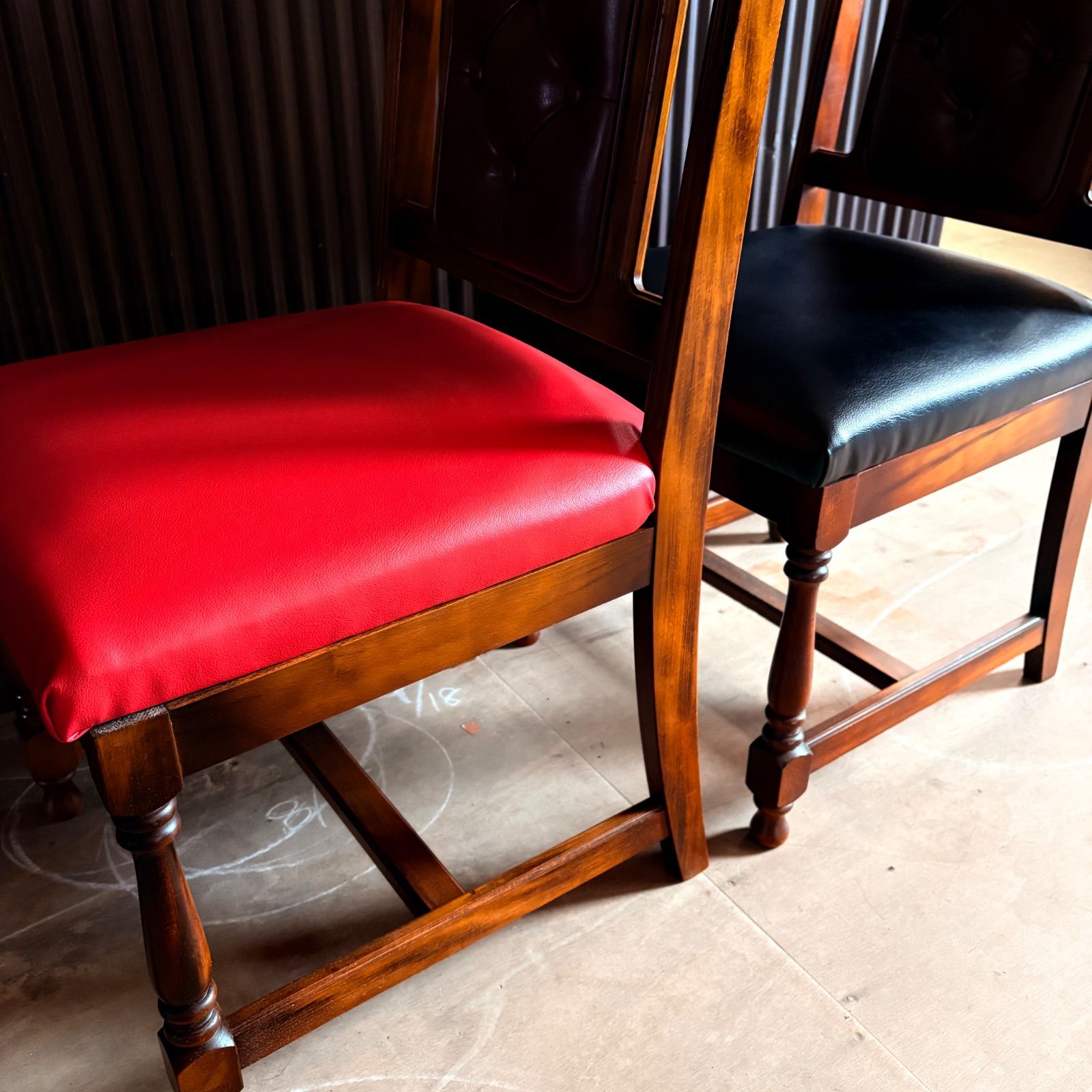 昭和レトロ オールドカリモク ダイニングチェア 2脚セット シート