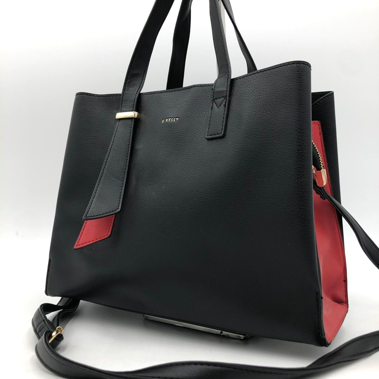 ディーケリー D.KELLY 2WAY トートバッグ ショルダーバッグ 黒 赤 