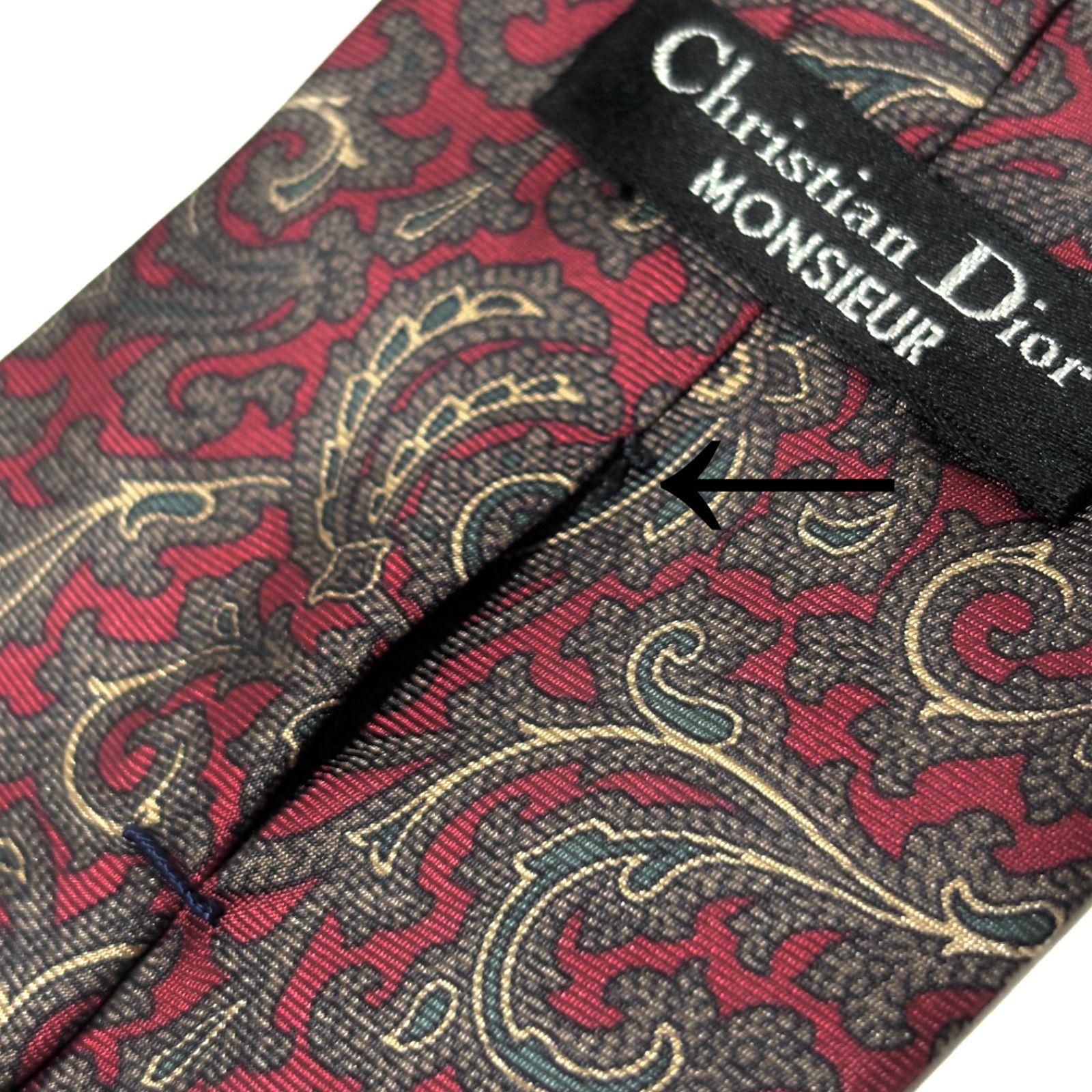 クリスチャンディオール ネクタイ ブランド ペイズリー柄 レッド 赤