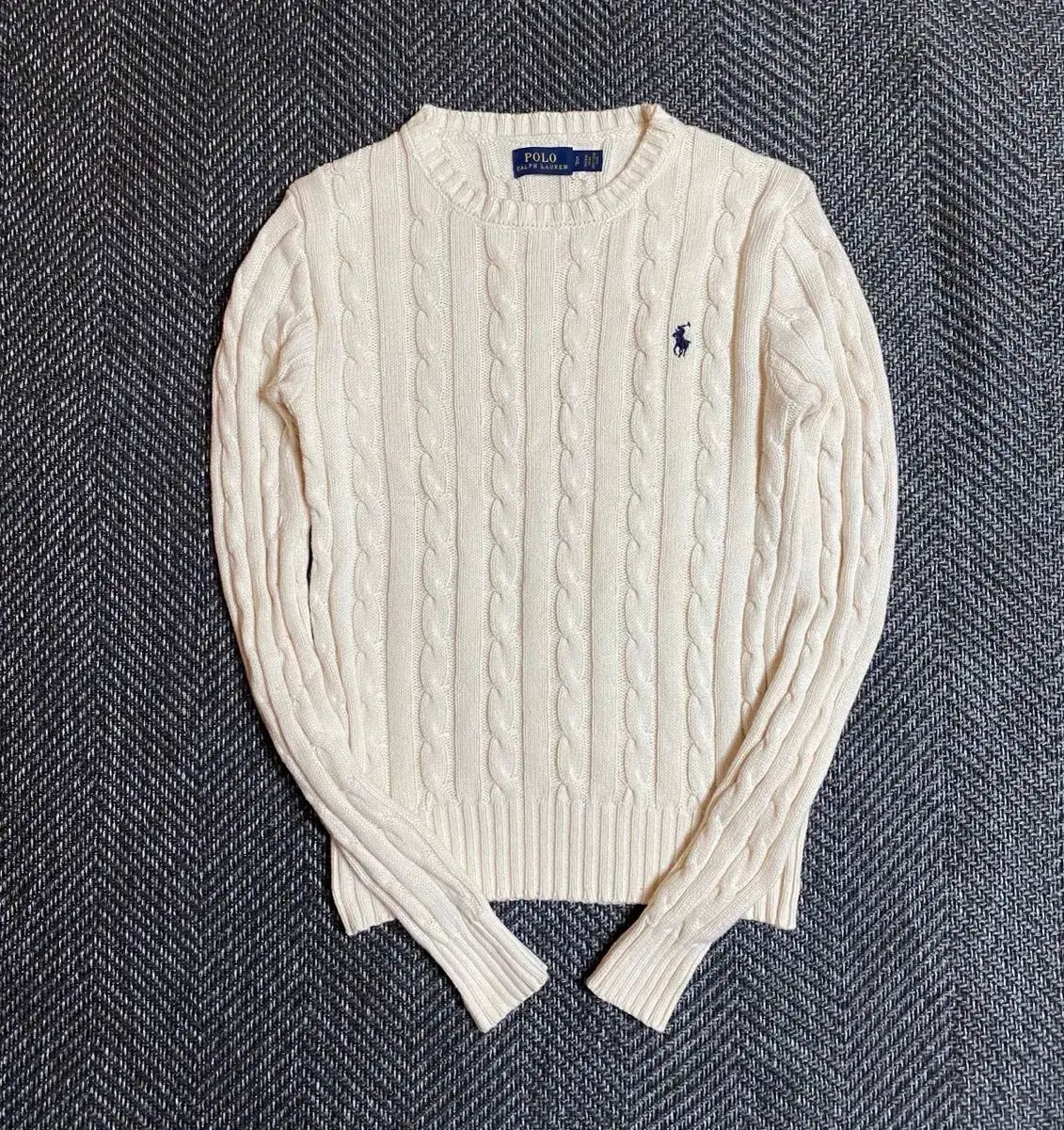 ポロラルフローレン ケーブルニット アイボリー S - メルカリ