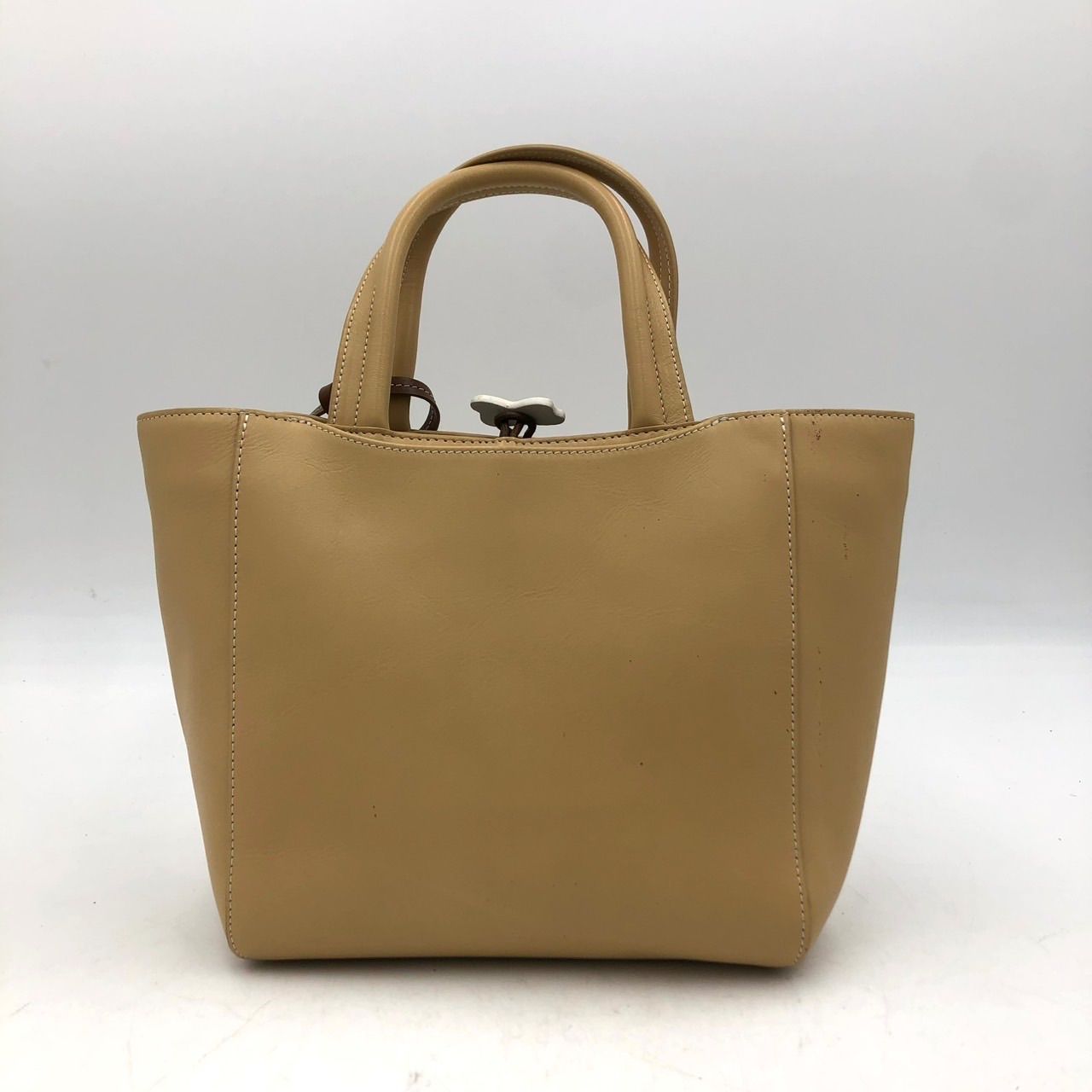 キタムラ Kitamura 犬モチーフ ハンドバッグ レザー ベージュ キャメル