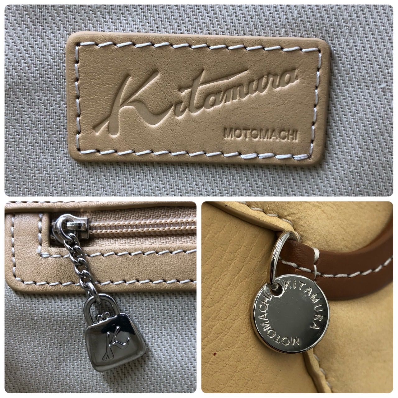 キタムラ Kitamura 犬モチーフ ハンドバッグ レザー ベージュ キャメル 