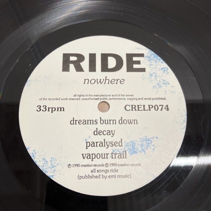 ▲01)【1点限り!】Ride/Nowhere/ライド/ノーホエア/LPレコード/UK盤/英盤/CRELP074/エンボスジャケ/インナースリーブ付き/A △01)【1点限り!】Ride/Nowhere/ライド/ノーホエア/LPレコード/UK盤/英
