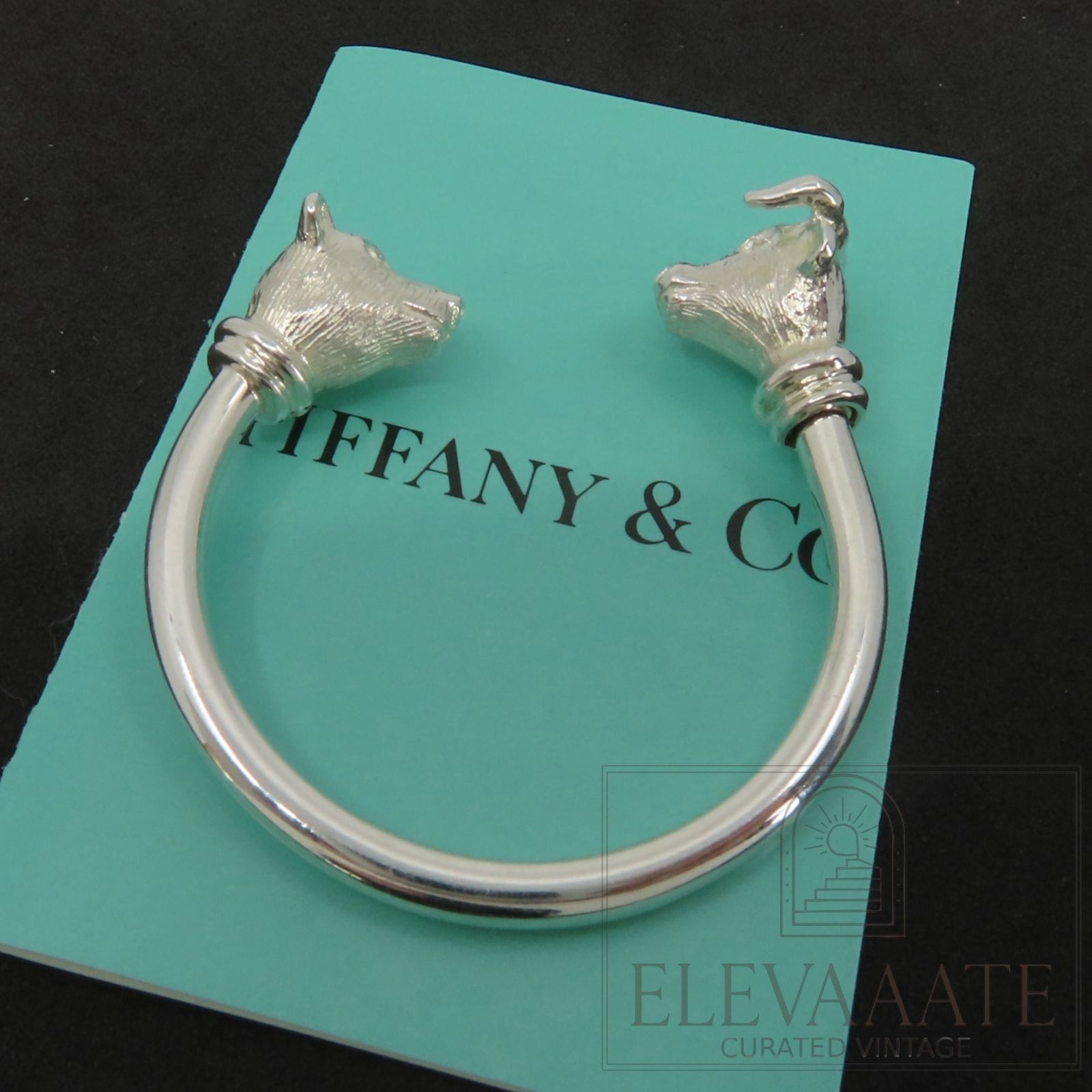 希少 美品 Tiffany&Co. ティファニー BULL & BEAR ヘッド シルバー