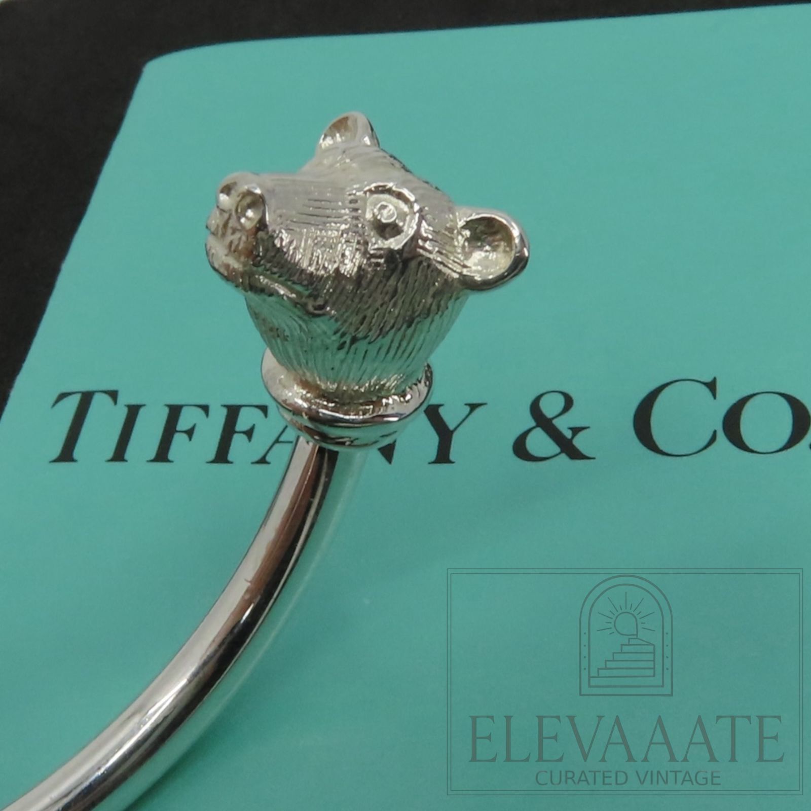 希少 美品 Tiffany&Co. ティファニー BULL & BEAR ヘッド シルバー 