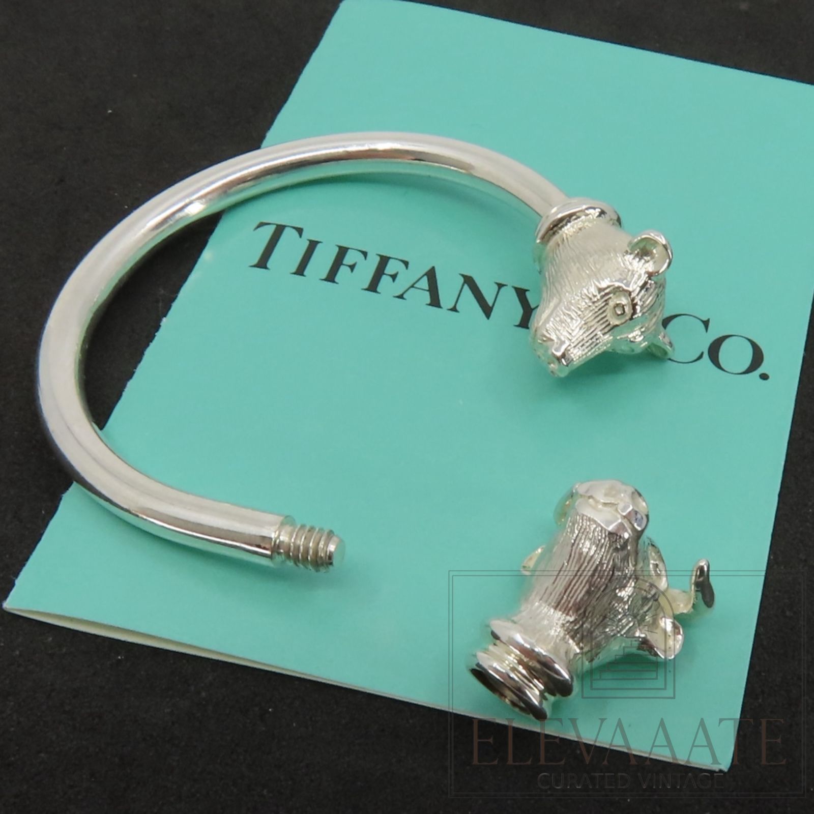 希少 美品 Tiffany&Co. ティファニー BULL & BEAR ヘッド シルバー 