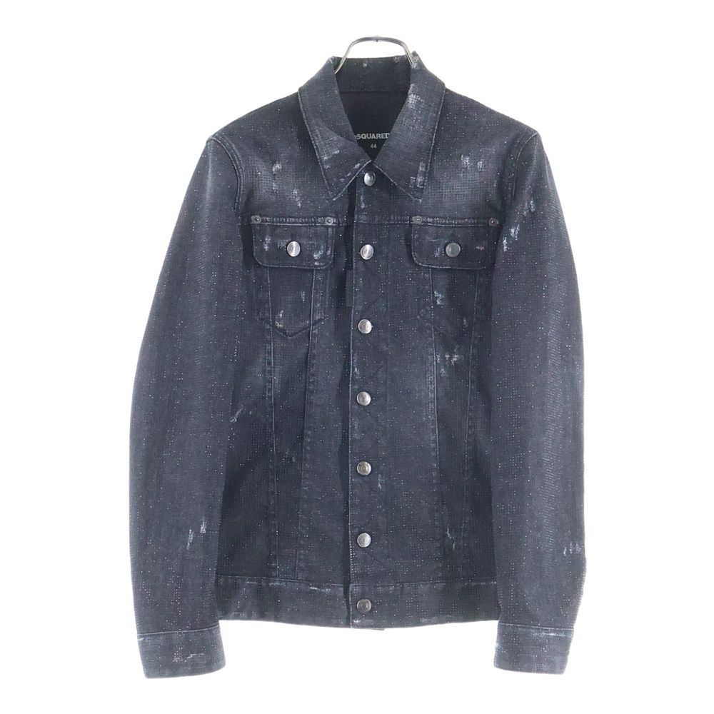 DSQUARED2 ディースクエアード 17SS ラインストーン 2ポケットデニムジャケット ブラック S74AM0696 DSQUARED2 (ディースクエアード) 17SS ラインストーン 2ポケットデニム