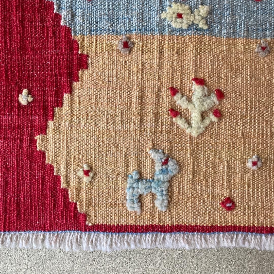 風景のキリム イラン ギャッベ カシュガイ族 動物 魚 遊牧民 - メルカリ