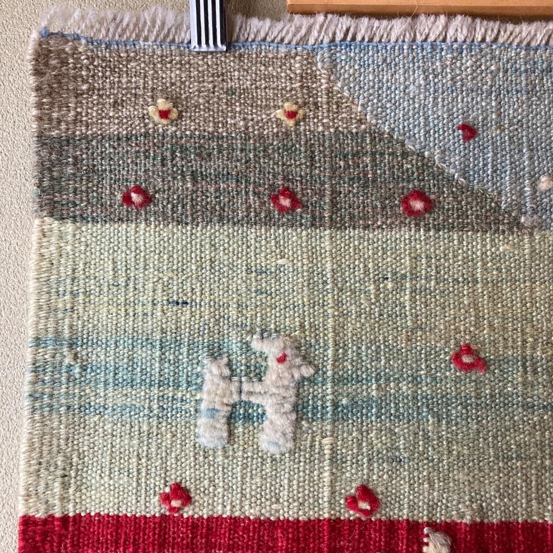 風景のキリム イラン ギャッベ カシュガイ族 動物 魚 遊牧民 - メルカリ