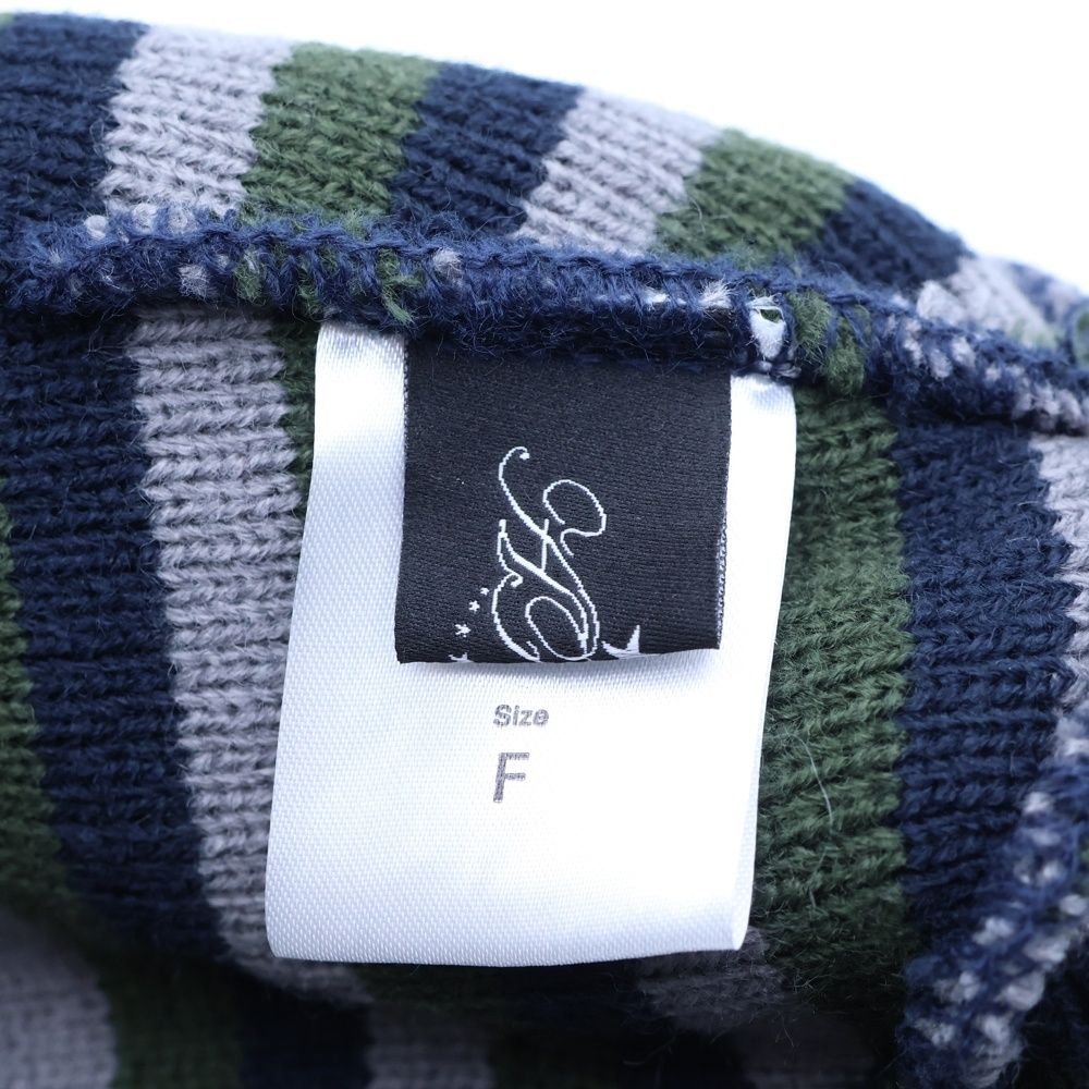 AFB (エーエフビー) DOUBLE BEANIE ボーダー ダブル アクリルニット
