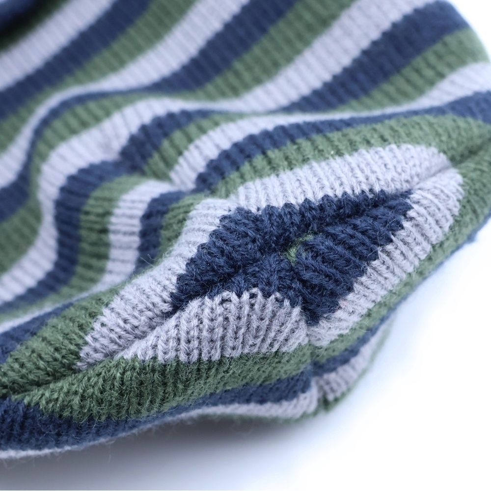 AFB (エーエフビー) DOUBLE BEANIE ボーダー ダブル アクリルニット