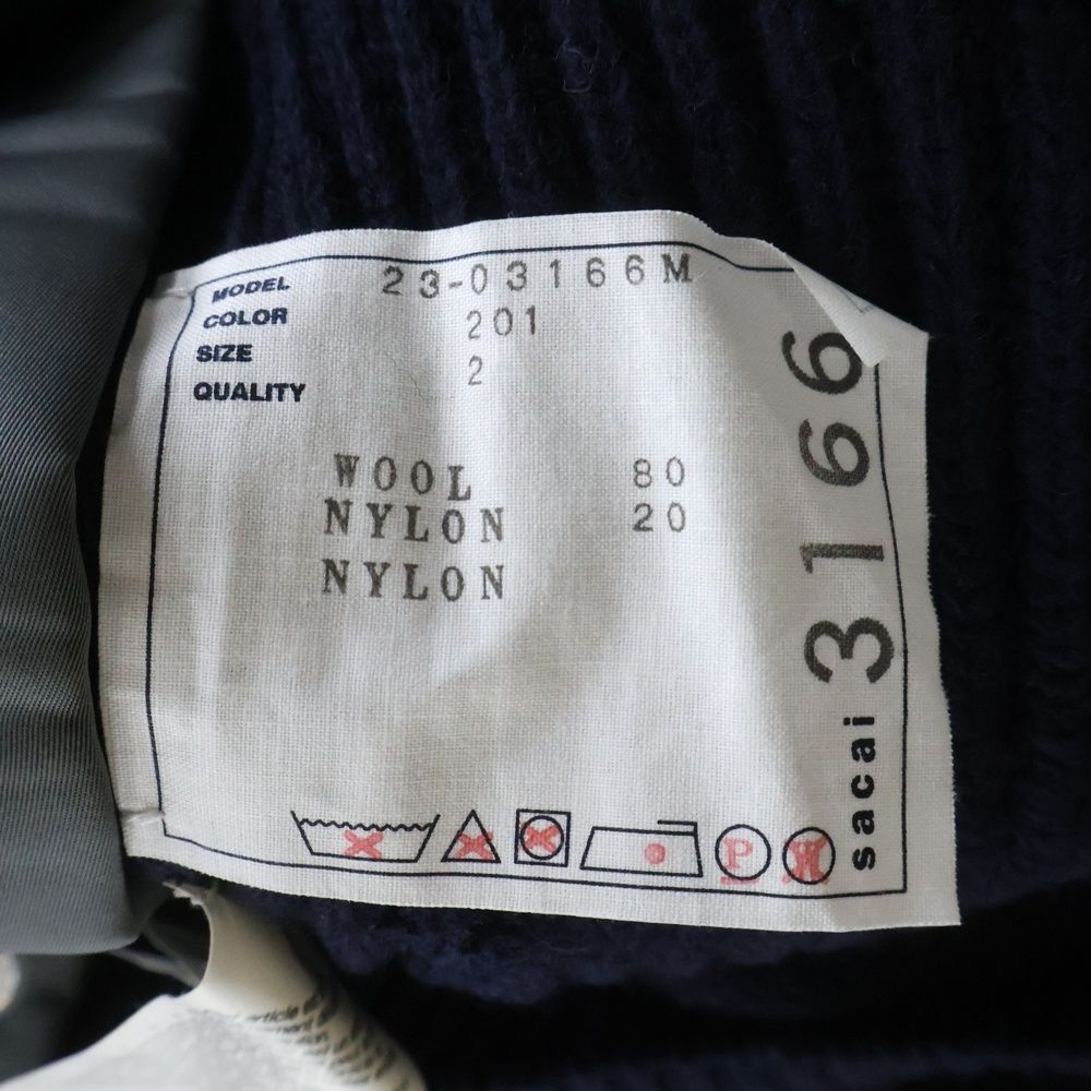 Sacai (サカイ) 23SS フルジップアップ ニットカーディガン ネイビー