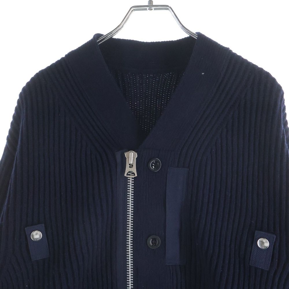 Sacai (サカイ) 23SS フルジップアップ ニットカーディガン ネイビー