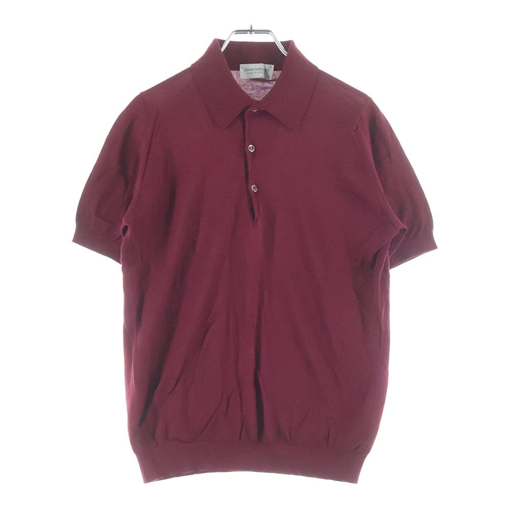 JOHN SMEDLEY 半袖ポロシャツ　バーガンディ　Mサイズ　美品 JOHN SMEDLEY (ジョンスメドレー) コットン 半袖ニットポロシャツ バー