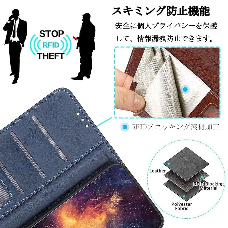 【新品】 for AQUOS sense 9 ケース 手帳型 for アクオス センス9 手帳 ケース 高級PUレザー シンプル手帳ケース 耐摩擦 サイドマグネット式 カード収納 大容量 3枚 横置きスタンド機能 耐衝撃 ブル