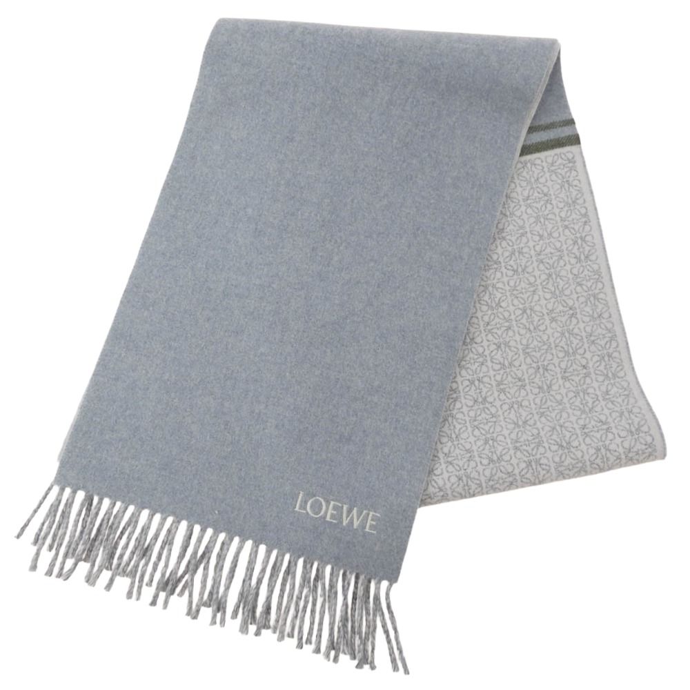 LOEWE ロエベ カシミヤ混 ウール アナグラム ロゴ フリンジ マフラー