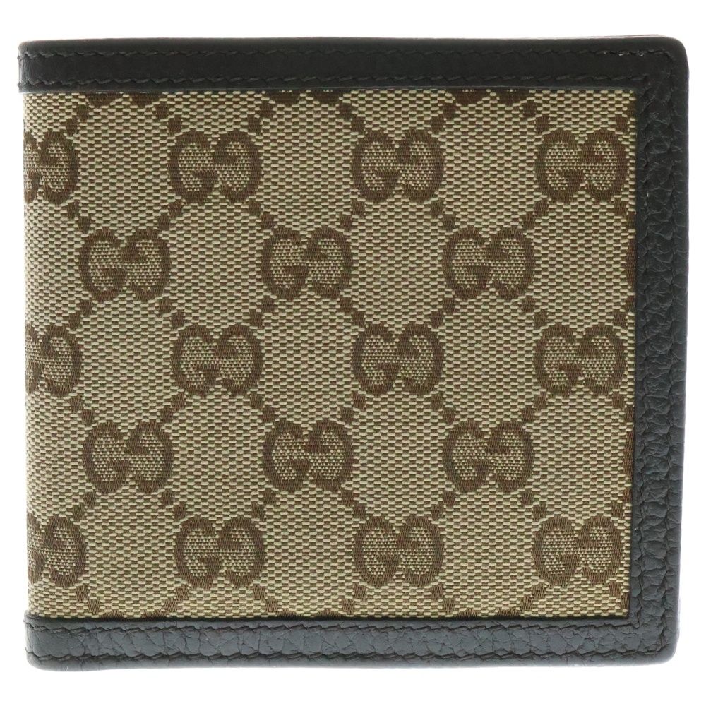 定番，新品】 GUCCI (グッチ) GGキャンバス レザー 二つ折り財布