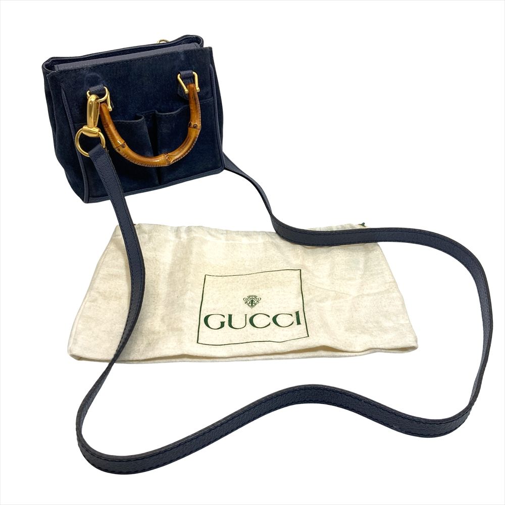 グッチ GUCCI バンブー ミニ ショルダーバッグ スウェード レザー 007
