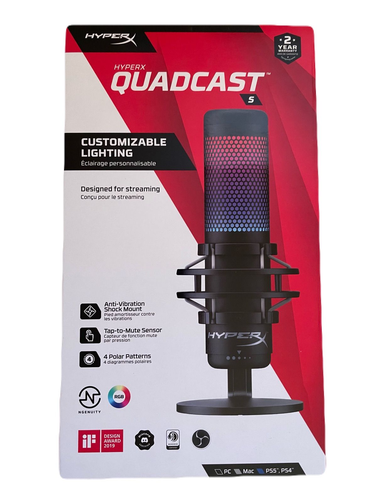 新品未開封　HyperX QuadCast S マイク 新品未開封】HyperX QuadCast S スタンドアロンマイク 【公式通販】