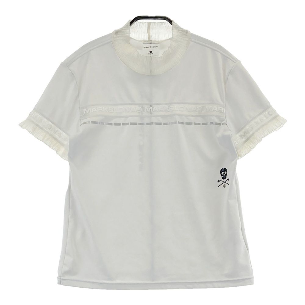 サイズ：38 MARK&LONA マークアンドロナ 2025年モデル ハイネック半袖Tシャツ レース ホワイト系 [240101631090] ゴルフウェア レディース ストスト