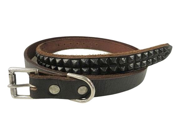 エイチティーシー HTC 2連 ピラミッドスタッズ ナローベルト レザー 本