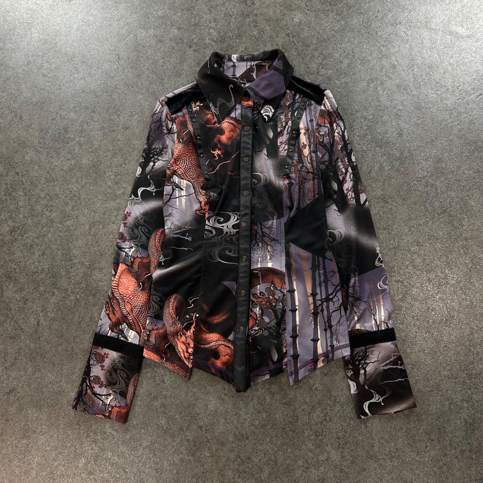 OZZ CROCE オッズクローチェ 総柄シースルー長袖シャツ Ozz Croce OZZ ON オッズクローチェ オッズオン 長袖シャツ ドラゴン