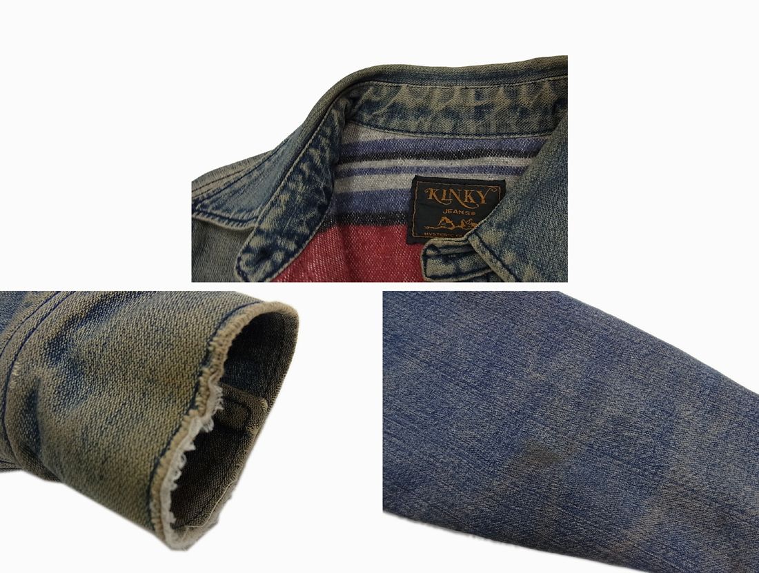 90年代◇HYSTERIC GLAMOUR KINKY JEANS ユーズド加工 デニム シャツ