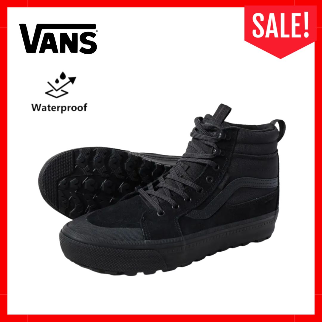 [SALE] VANS MTE SK8-HI WATERPROOF WATERPROOF BLACK VANS SKATE HIGH SNEAKERS (BLACK BLACK VANS MEN'S WATER REPELLENT INSULATED)